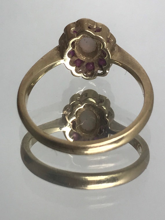 Vintage Opal and ruby ring natural real opal yell… - image 5