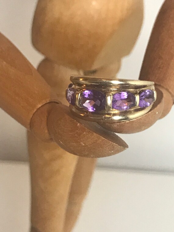 9ct solid gold vintage ring big statement purple … - image 7