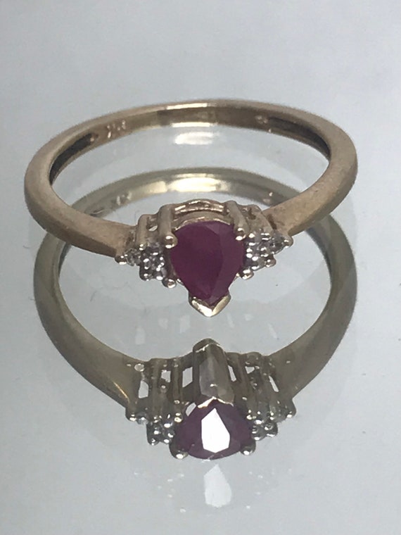 Ruby and Diamond engagement ring solid gold vinta… - image 10