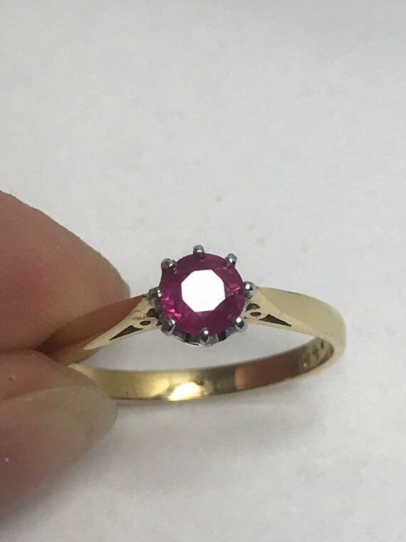 Ruby solitaire engagement ring 18ct solid gold vi… - image 8
