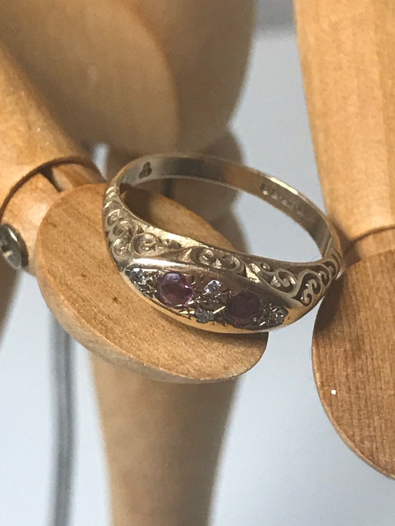 1979 9ct solid gold Sheffield ruby size N solid g… - image 4