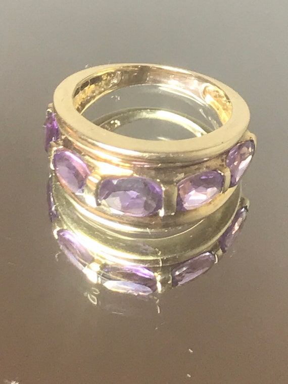 9ct solid gold vintage ring big statement purple … - image 8