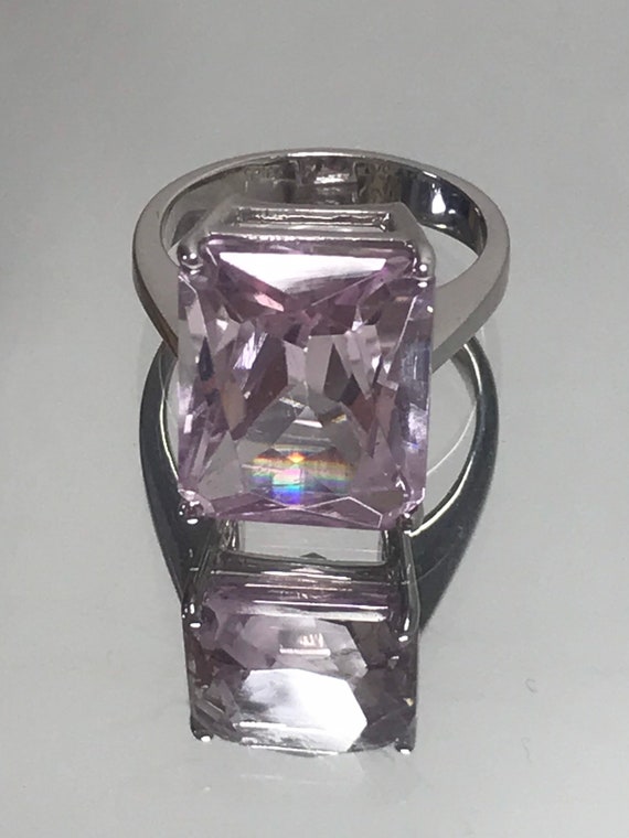 Pink cocktail ring 18ct solid gold engagement rin… - image 8