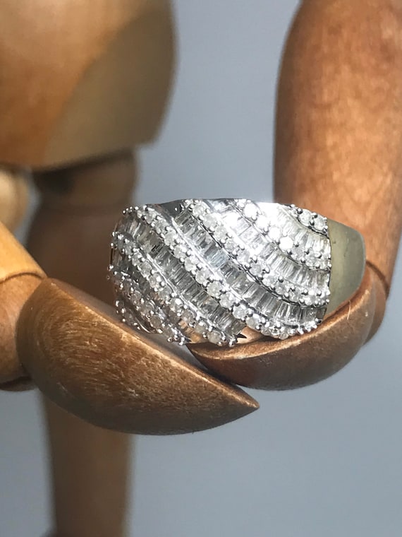 Diamond cluster ring solid yellow and white gold … - image 1