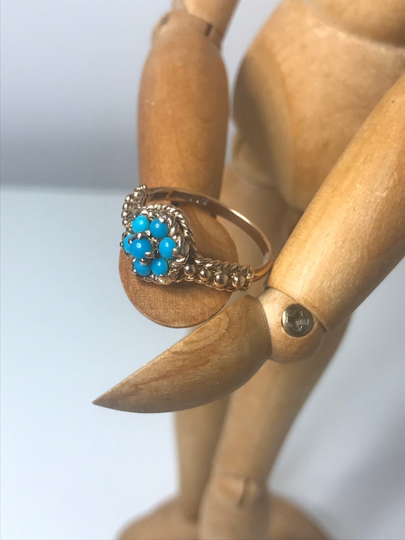 1973 9ct solid gold turquoise ring 9ct Birmingham… - image 9