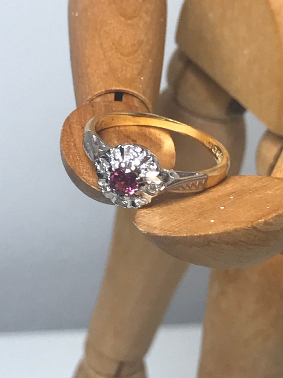 18ct solid gold diamond natural real ruby ring si… - image 8
