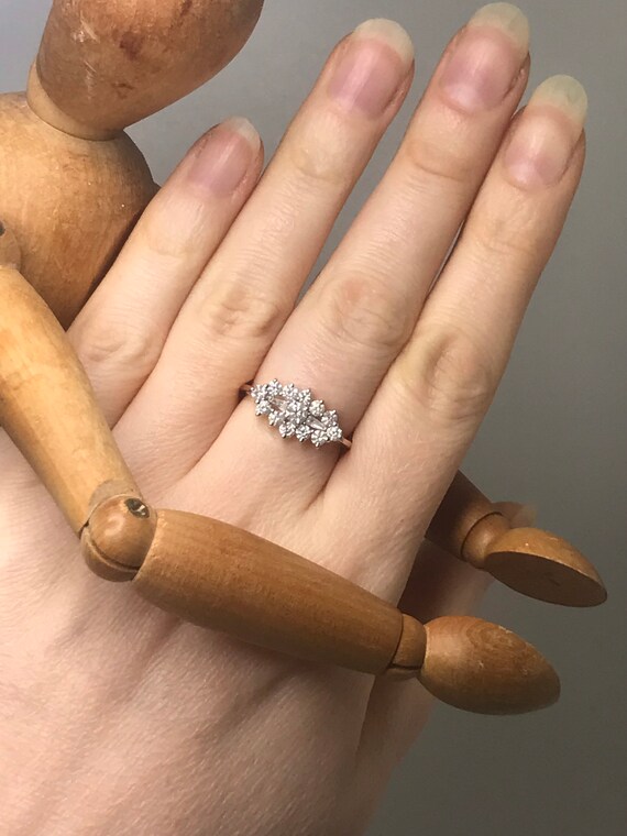 1ct Diamond cluster ring solid gold yellow gold V… - image 6