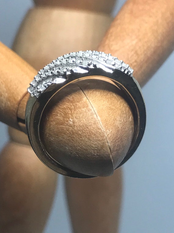 Diamond cluster ring solid yellow and white gold … - image 7