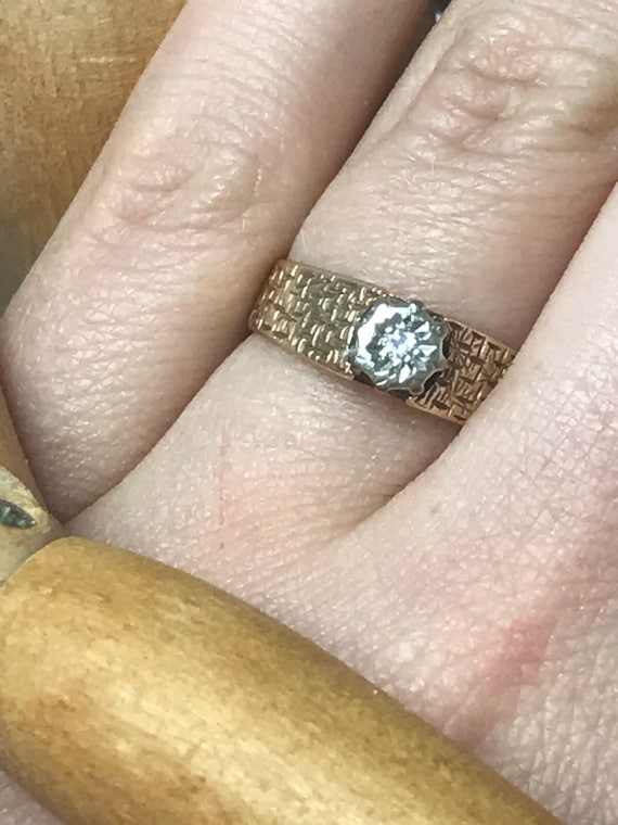 diamond solitaire ring solid gold vintage solitai… - image 1