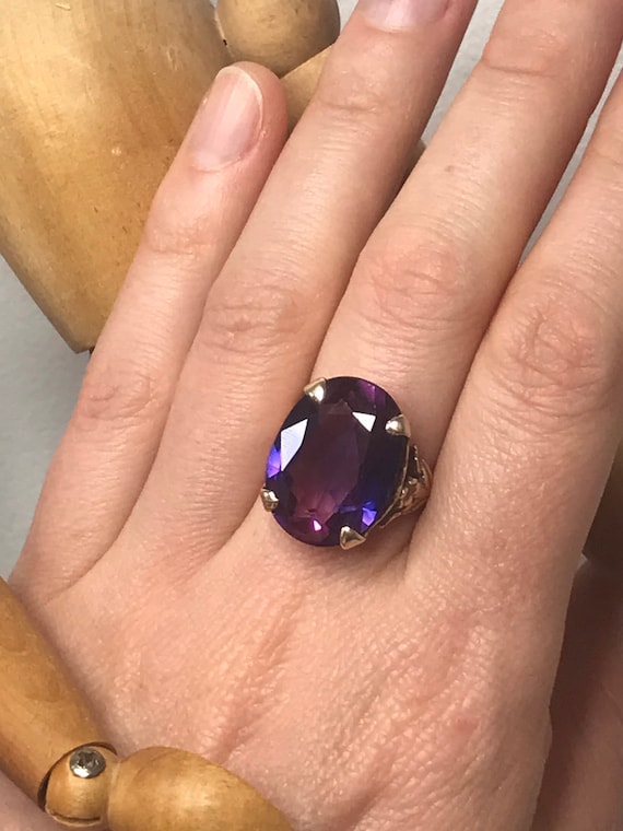 Alexandrite ring 9ct solid gold engagement ring v… - image 6