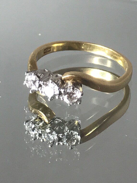 18ct diamond trilogy ring solid gold ring Size O … - image 6
