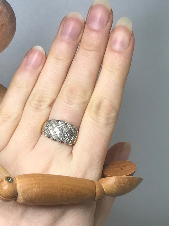 Diamond cluster ring solid yellow and white gold … - image 5