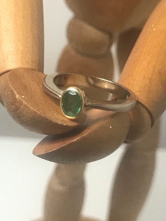 18ct emerald ring solid white yellow gold vintage… - image 7