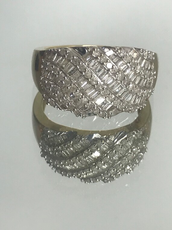 Diamond cluster ring solid yellow and white gold … - image 6