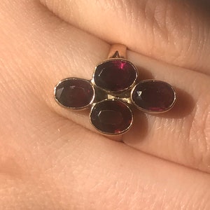 1910 9ct antique rose gold ring Almandine garnets Vintage solid real genuine fine size N England ruby colour statement Victorian antique
