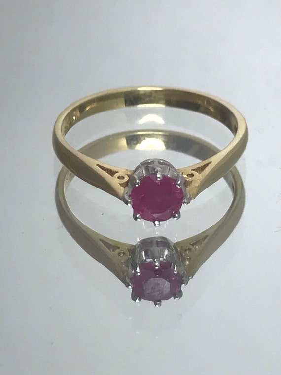 Ruby solitaire engagement ring 18ct solid gold vi… - image 9