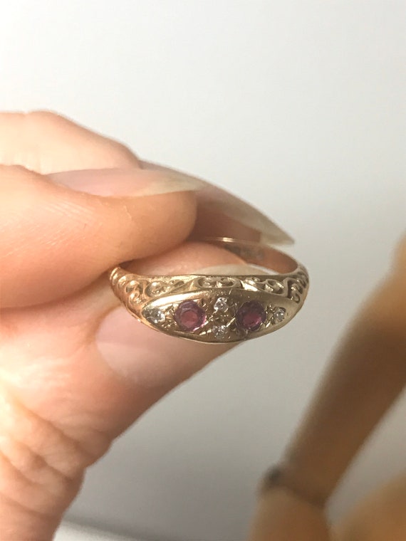 1979 9ct solid gold Sheffield ruby size N solid g… - image 9