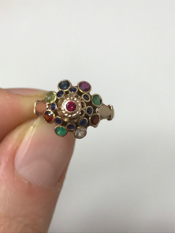 Multi-stone cocktail ring 14ct solid yellow gold … - image 4