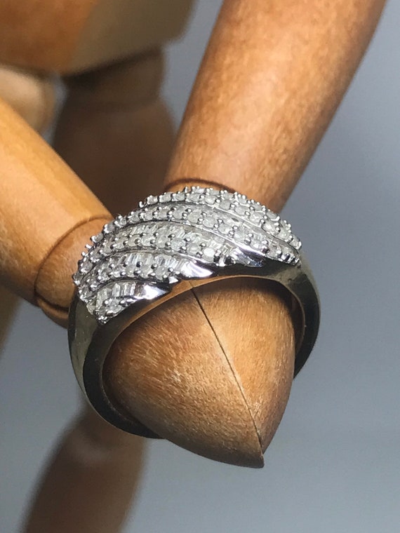 Diamond cluster ring solid yellow and white gold … - image 3