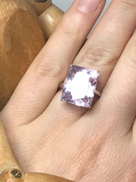 Pink cocktail ring 18ct solid gold engagement rin… - image 6