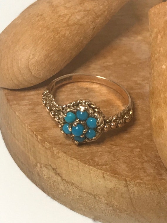 1973 9ct solid gold turquoise ring 9ct Birmingham… - image 5