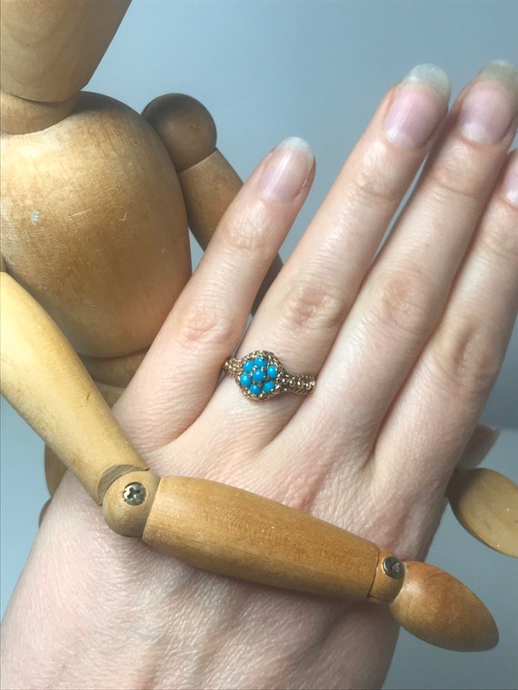 1973 9ct solid gold turquoise ring 9ct Birmingham… - image 2