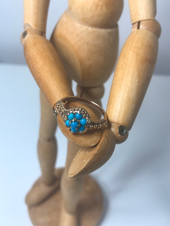 1973 9ct solid gold turquoise ring 9ct Birmingham… - image 8