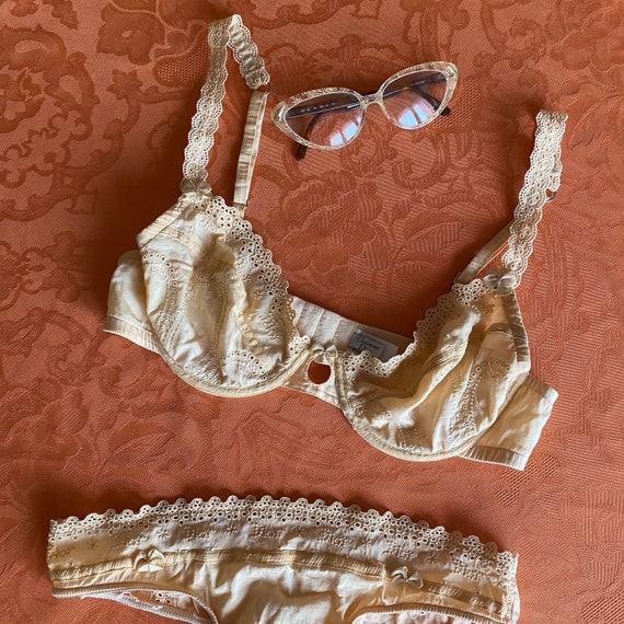 2000s Dior underwear silk bra set, embroidered wit