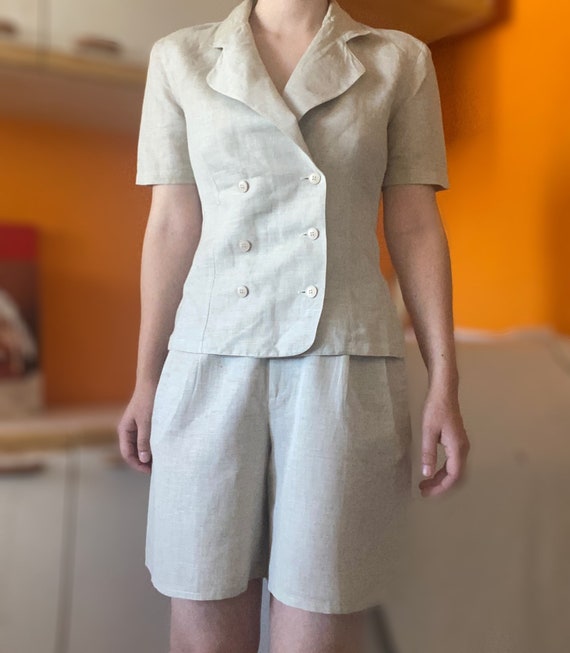 1980s Cacharel linen & cotton two pieces set, blaz