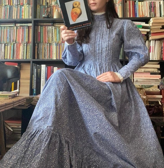 1970s Laura ashley wales prairie dress with puffy