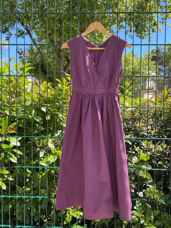 1970s Laura ashley Wales purple apron dress, butto