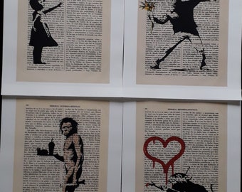 Lot four canvas posters Banksy directory NEW