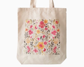 Floral Pattern Natural Cotton Tote Bag