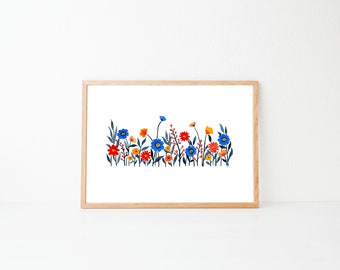 Indigo Garden: A5 / A4 Watercolour Floral art print