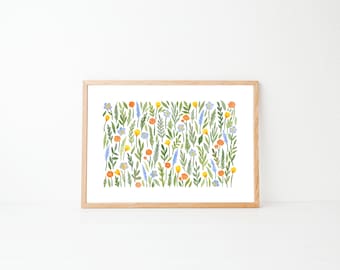 Garden Pattern: A5 / A4 Watercolour Floral art print