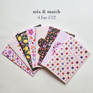 Greeting cards - Mix & Match - Watercolour floral art - A6 card set multipack