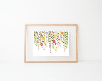 Hanging In There: A5 Watercolour Flower art print