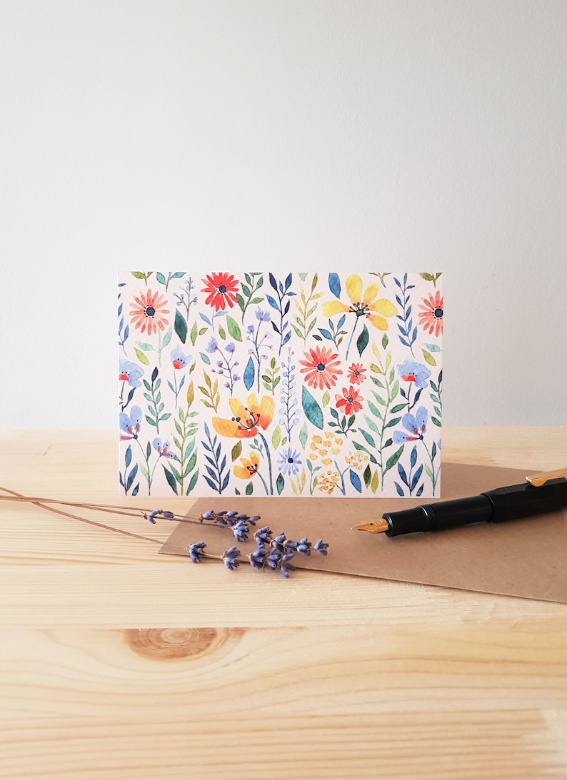 Carte de vœux d’art floral A6 taille, blanc - Pêche légère image 1