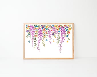 Wispy Wisteria: A5 / A4 Watercolour Floral art print