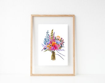 Flowers for you: Blue - A5 Watercolour floral art print