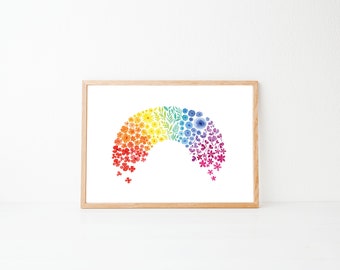 Floral Rainbow: A5 / A4 Watercolour Floral art print