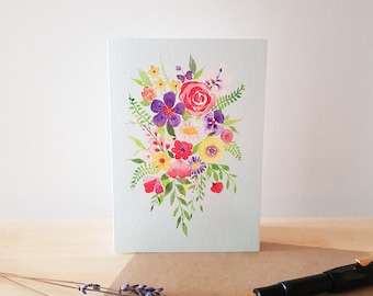 Carte de vœux d’art floral A6 taille, blanc - Menthe