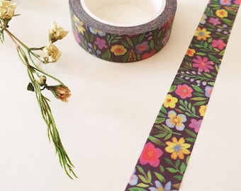 Floral Washi Tape - Garden Flowers Navy