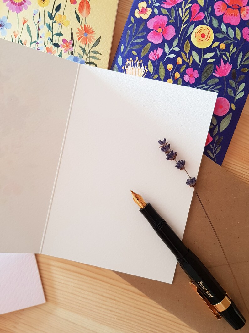 Carte de vœux Art floral format A6, vierge - Rose poudré image 3