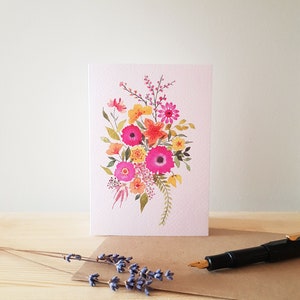 Carte de vœux Art floral format A6, vierge - Rose poudré image 1