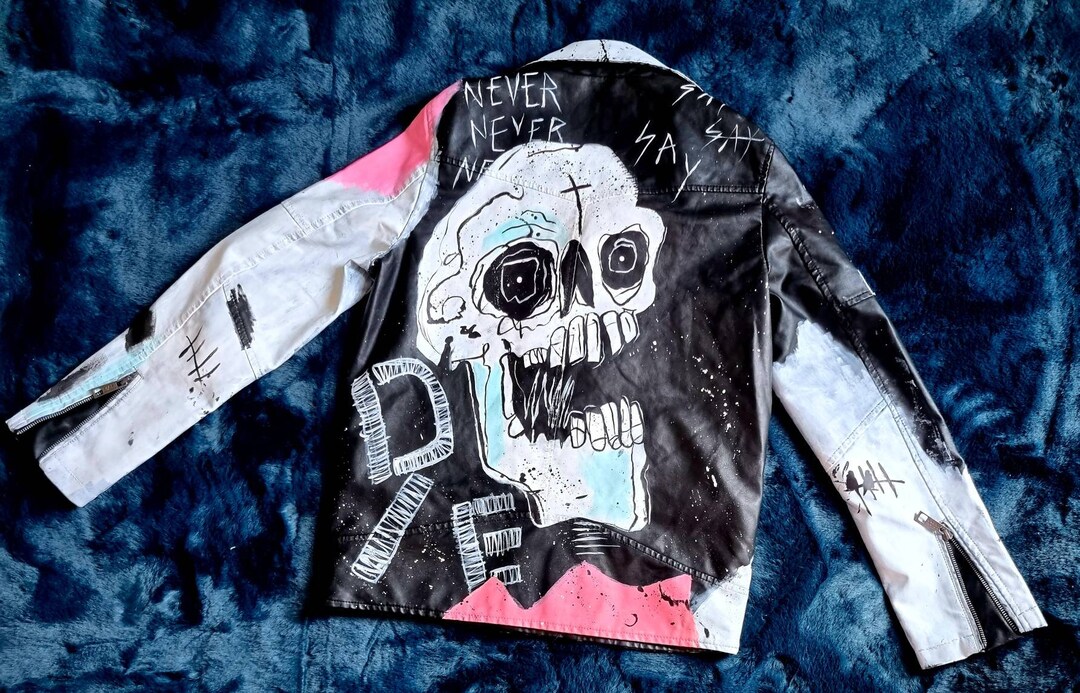 Chaqueta de cuero Lil Peep personalizada pintada a mano estilo - Etsy México