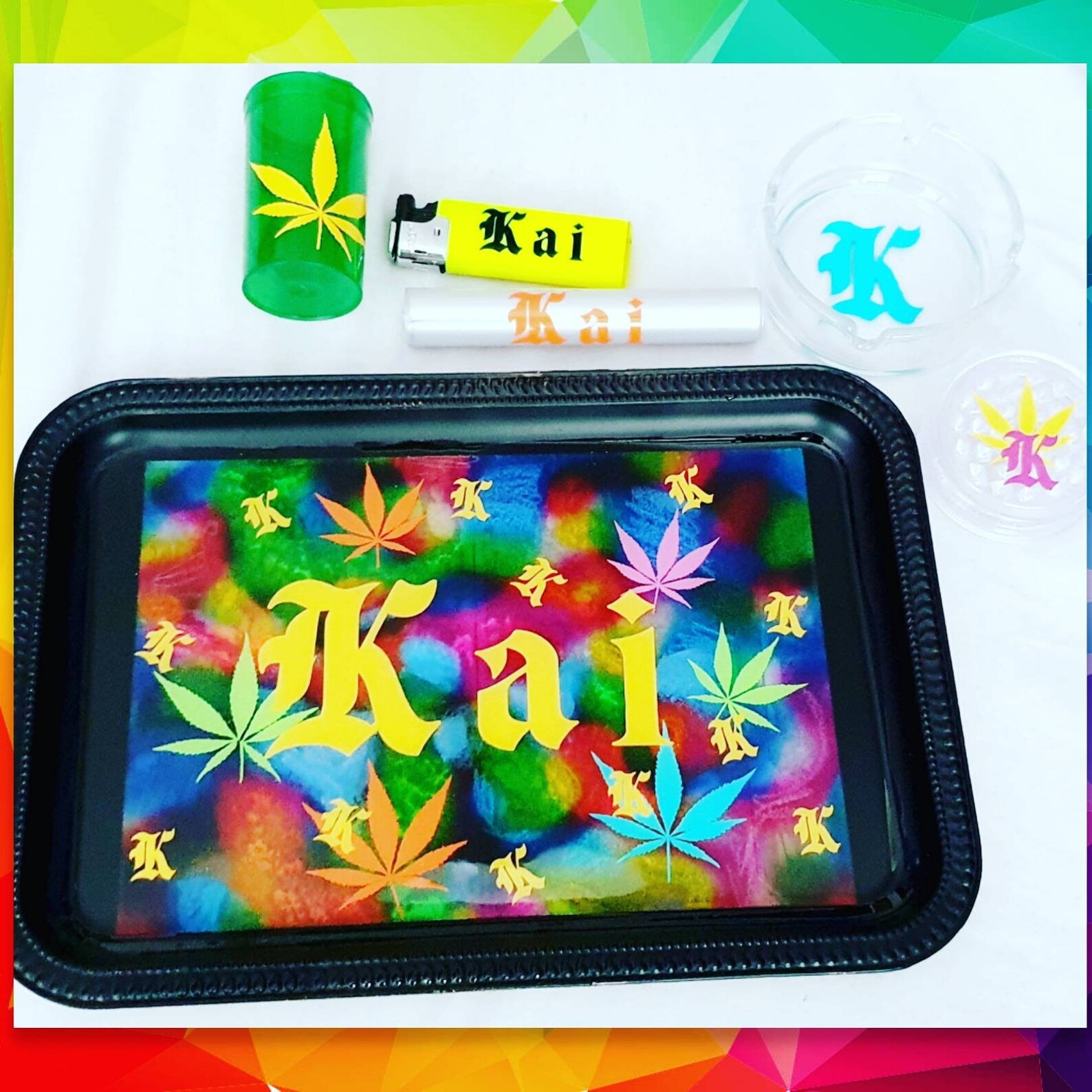 Choose Your Own Design Rolling Tray Set Marijuana Weed Etsy