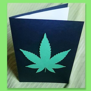 Ganja Blatt 3D Effekt Handgemachte Blanko Grußkarte