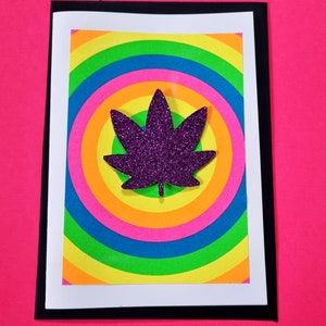 Regenbogen Glitter Ganja 420 Blatt 3D Effekt Handgemachte Blanko Grußkarte