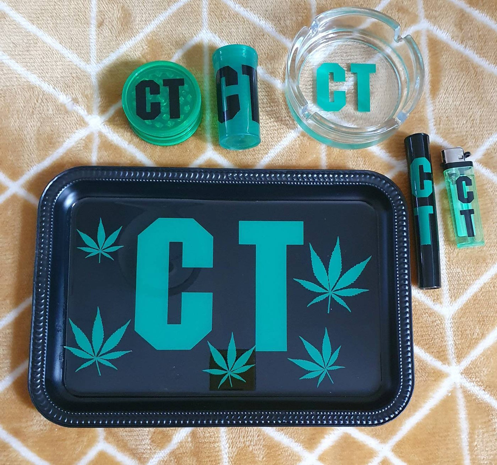 Choose Your Own Design Rolling Tray Set Marijuana Weed Etsy